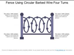 Fence using circular barbed wire four turns