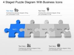 Ff 4 staged puzzle diagram with business icons powerpoint template
