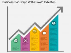 Fg business bar graph with growth indication flat powerpoint design