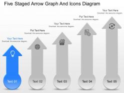 Fg five staged arrow graph and icons diagram powerpoint template