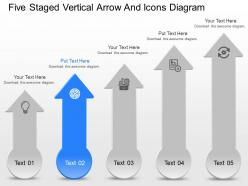 Fg five staged arrow graph and icons diagram powerpoint template