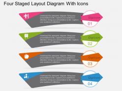 Fg four staged layout diagram with icons flat powerpoint design