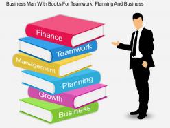 Fh business man with books for teamwork planning and business flat powerpoint design