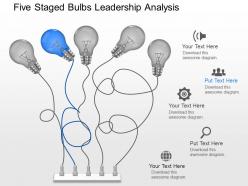 Fh five staged bulbs leadership analysis powerpoint template