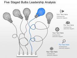 Fh five staged bulbs leadership analysis powerpoint template