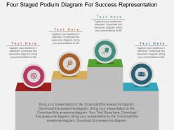 Fi four staged podium diagram for success representation flat powerpoint design