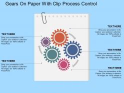 Fi gears on paper with clip process control flat powerpoint design
