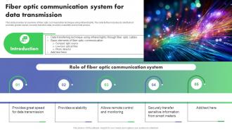 Fiber Optic Communication System Optimizing Energy Through IoT Smart Meters IoT SS