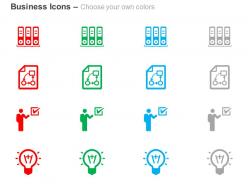 File folders bulb result representation ppt icons graphics