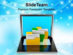 Files system with laptop technology powerpoint templates ppt themes and graphics 0113