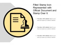 Filled stamp icon represented with official document and stamp over it
