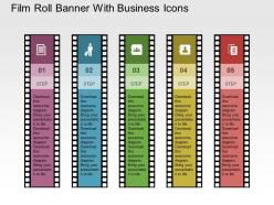 Film roll banner with business icons flat powerpoint design