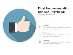 Final recommendation icon with thumbs up