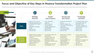 Finance and accounting transformation strategy focus and objective of key steps in finance
