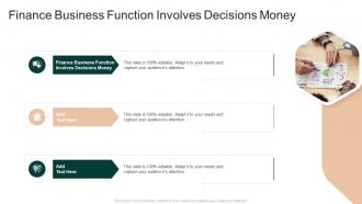 Finance Business Function Involves Decisions Money In Powerpoint And Google Slides Cpb