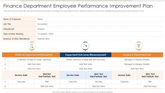 Finance Department Employee Performance Improvement Plan