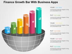 Finance Growth Bar With Business Apps Flat Powerpoint Design