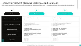 Finance Investment Planning Challenges And Solutions
