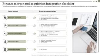 Finance Merger And Acquisition Integration Checklist