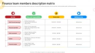 Finance Team Members Description Matrix