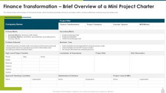 Finance transformation brief overview of a mini project charter finance and accounting transformation