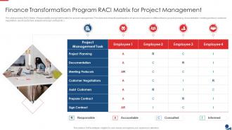 Finance Transformation Program RACI Matrix For Project Management