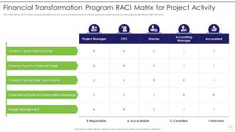 Finance Transformation Program RACI Matrix Powerpoint PPT Template Bundles