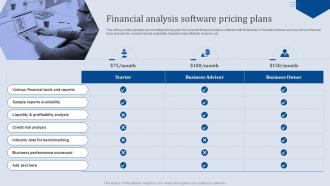 Financial Analysis Software Pricing Plans Analyzing Business Financial Strategy