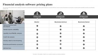 Financial Analysis Software Pricing Plans Effective Financial Strategy Implementation Planning