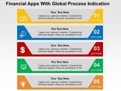 Financial apps with global process indication flat powerpoint design