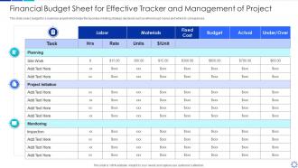 Financial budget sheet for effective tracker and management of project