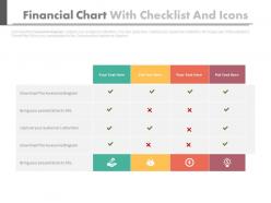Financial chart with checklist and icons powerpoint slides