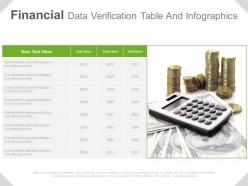 Financial data verification table and infographics powerpoint slides
