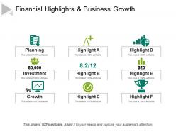 Financial Highlights And Business Growth Powerpoint Slide Show