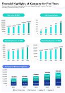 Financial Highlights Of Company For Five Years Template 47 Presentation Report Infographic PPT PDF Document