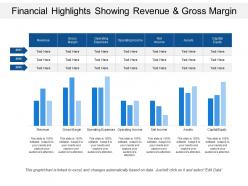 Financial highlights showing revenue and gross margin