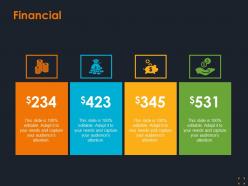 Financial icons ppt summary background designs