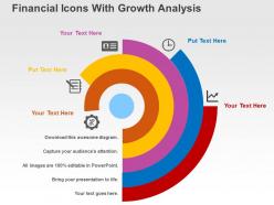Financial icons with growth analysis flat powerpoint design