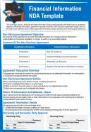 Financial information nda template presentation report infographic ppt pdf document