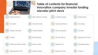 Financial Innovation Company Investor Funding Elevator Pitch Deck Ppt Template Image Adaptable
