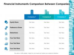 Financial instruments comparison between companies ppt icon display