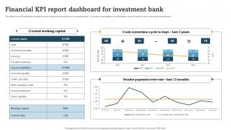 Financial Kpi Report Dashboard For Investment Bank