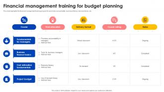 Financial Management Training For Budget Planning