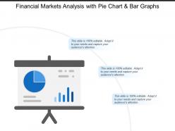 Financial markets analysis with pie chart and bar graphs