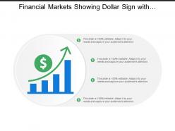 Financial markets showing dollar sign with upward arrow