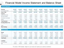Financial model income statement and balance sheet