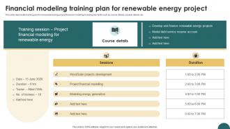 Financial Modeling Training Plan For Renewable Energy Project Financial Modeling Training Plan For Renewable Energy Project