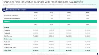 Financial Plan For Startup Business With Profit And Loss Assumption