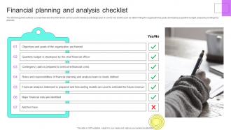 Financial Planning And Analysis Checklist Financial Planning Analysis Guide Small Large Businesses