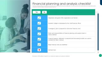 Financial Planning And Analysis Checklist Financial Planning And Analysis Best Practices